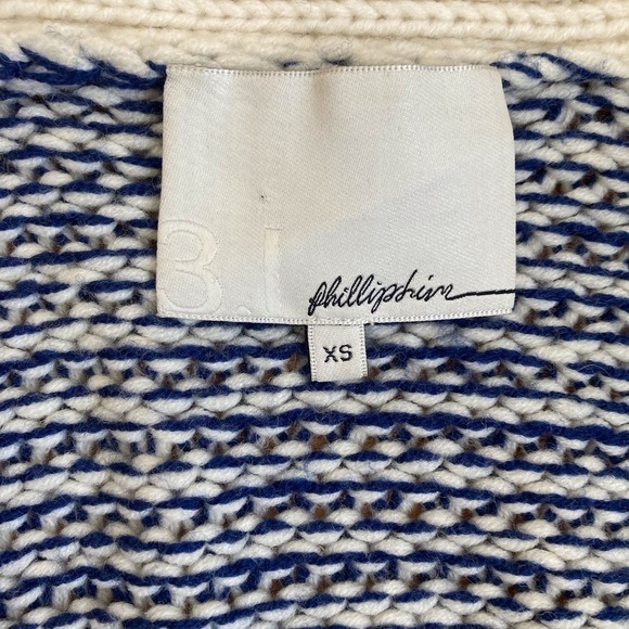 3.1 PHILLIP LIM Double Collar V-Neck Marled Yarn Wool Blend Cardigan chunky knit - Picture 14 of 16